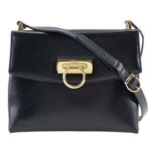 Salvatore Ferragamo Gancini Shoulder Bag black Calfskin Women